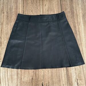 Classic Black Leather Mini Skirt